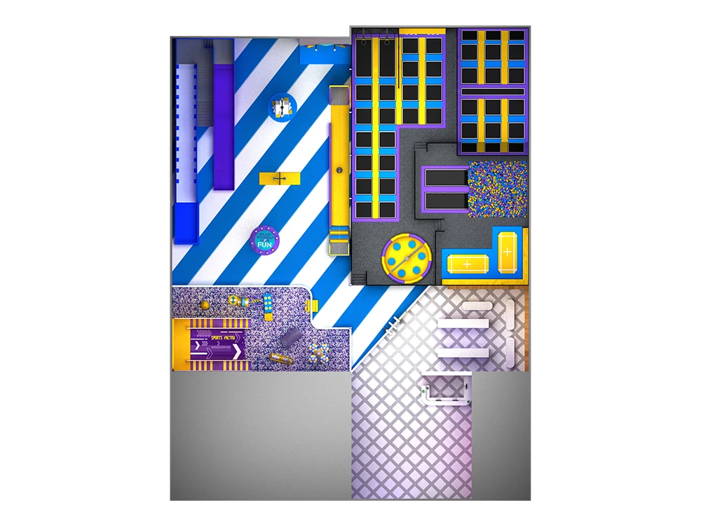 Pokiddo Customized 1688sqm Sports Factory Indoor Complex Trampoline Park