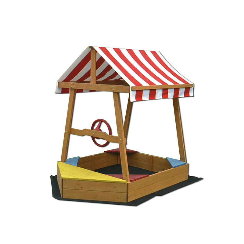 Wholesale Wooden Kid Boat Sandpit with sunroof