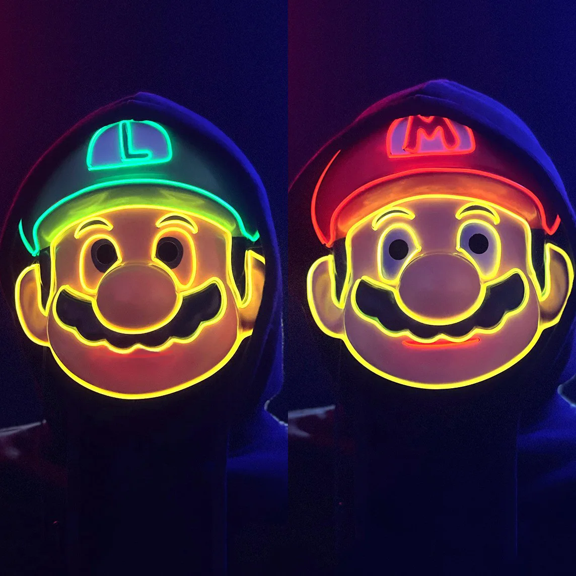 Led Cold Light Luminous Mario Super Mario Masks cartoon game Anime masquerade Party