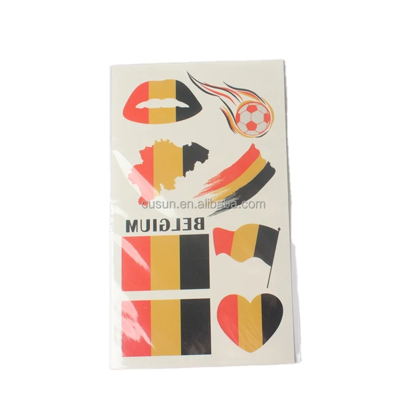 Customized Face Temporary National Belgium Flag Tattoo Sticker