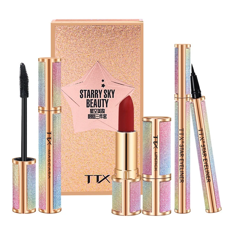 Holiday gift starry sky beauty three-piece set mascara eyeliner lipstick cosmetic makeup gift set for women