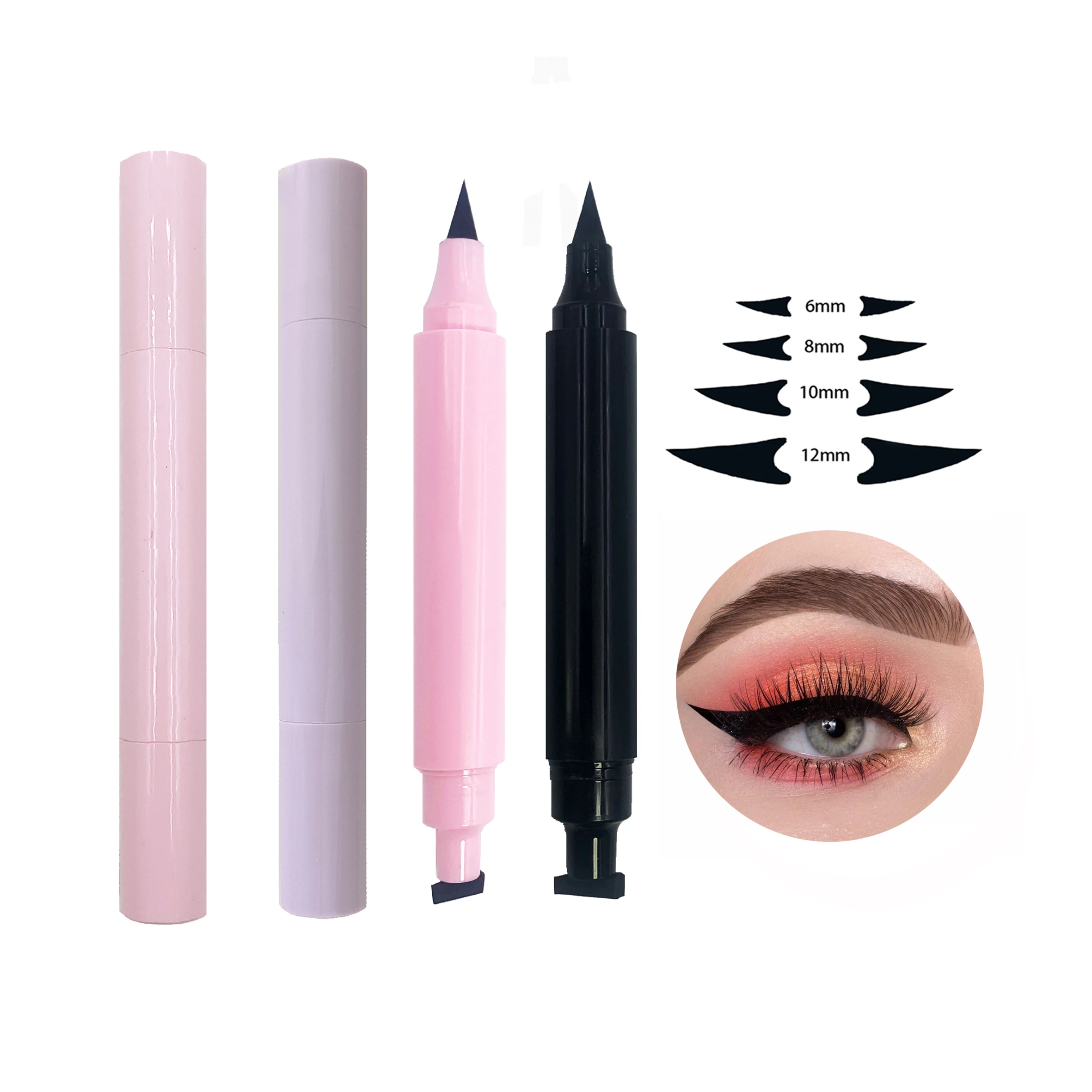 Waterproof Fast Dry Black Stamp Eyeliner Pencil Vegan Liquid Eye Liner Pen Long Lasting 2 in 1 Beauty Glue Pencil