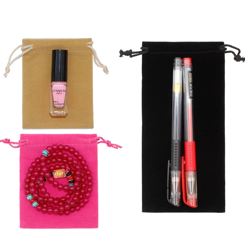 Blessing bag printed logo flannelette bundle pocket jewelry storage velvet bag headset small cloth bag mobile phone custom