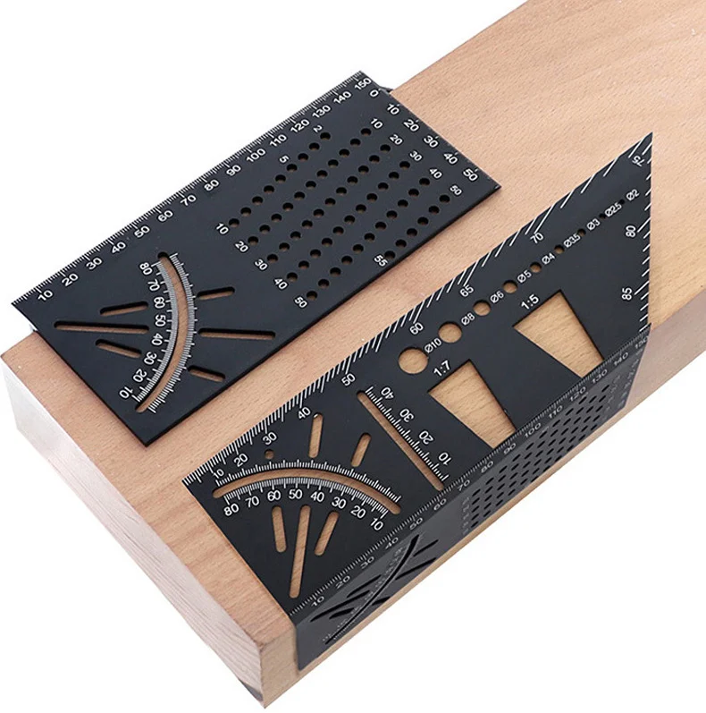 Custom 45 90 T Angle Measuring Tool Crafts Woodworking Aluminium Straight Ruler