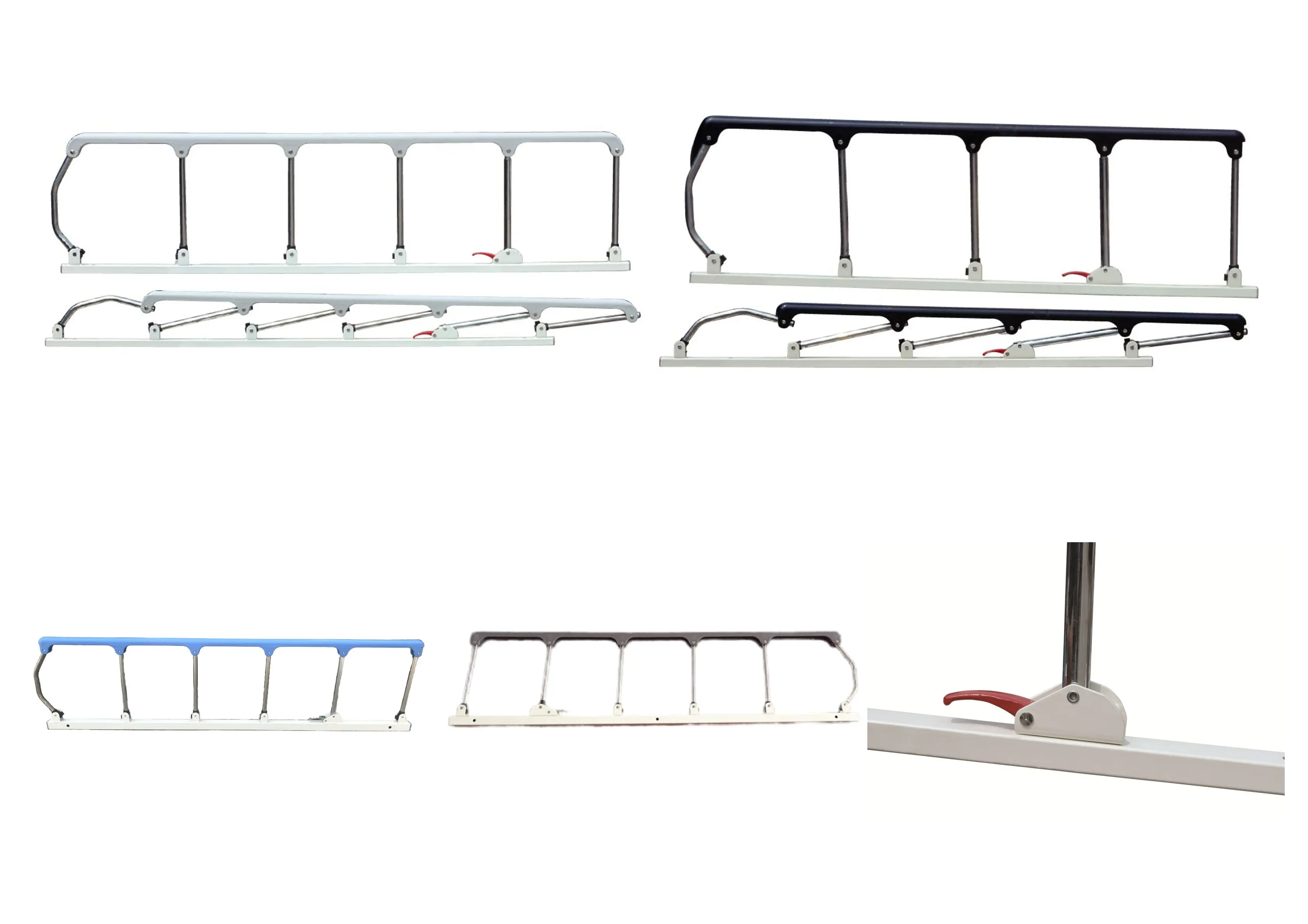 Collapsible 6 Bars Hospital Bed Accessories Stainless Steel and Nylon Foldable Side Rail Portable Nursing Furniture