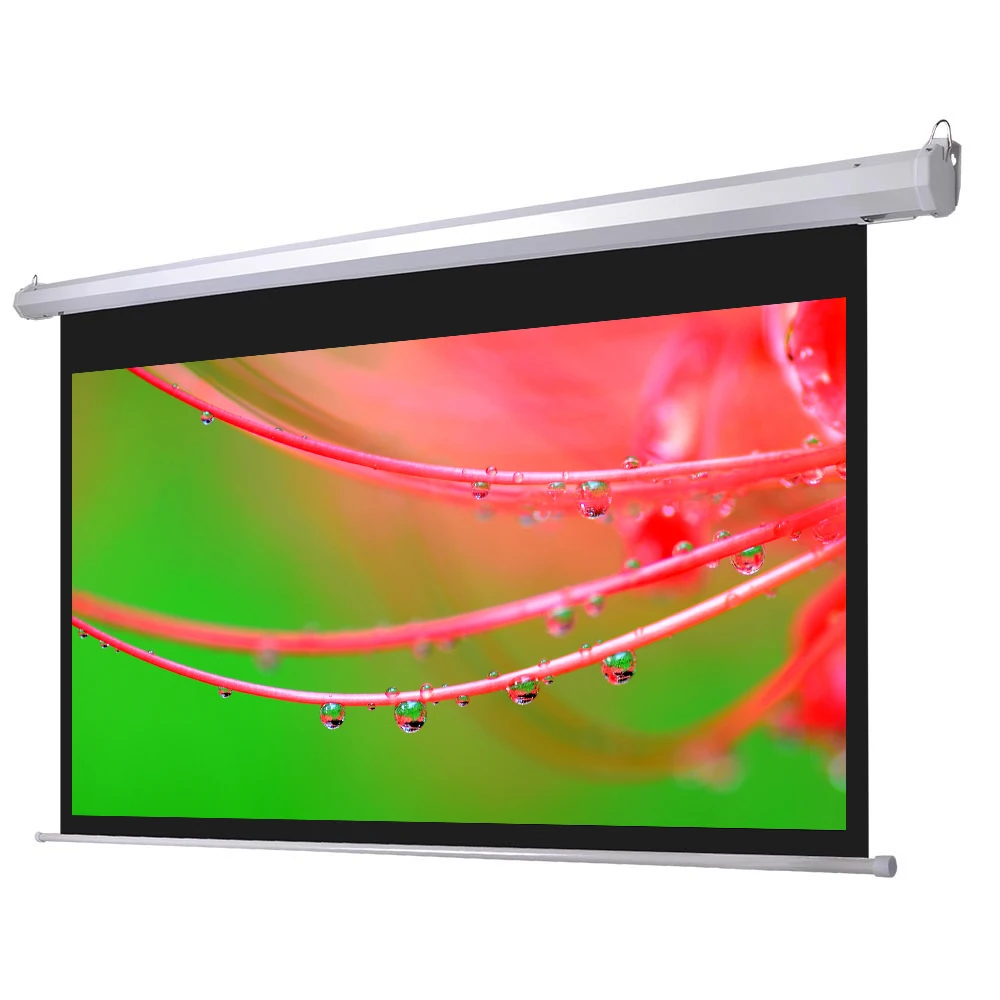 Matte White Smart Meeting Room Motorized Projection Screen HD Matte White Fabric Electric Screen For LCD / DLP Projector