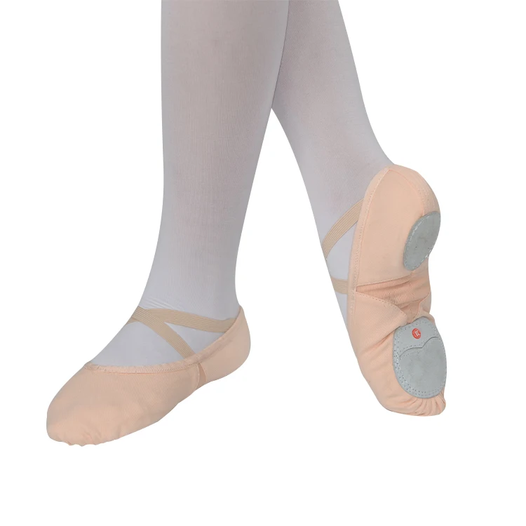 
Pink elastic canvas stretch flat ballet shoes 