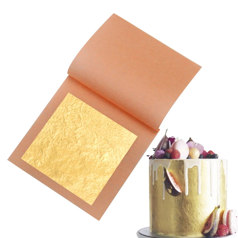 8 x 8 cm 24K Chinese Pure Gold Leaf  Food Decoration Furniture Picture Frame Gilding 24K Gold Leaf Sheets
