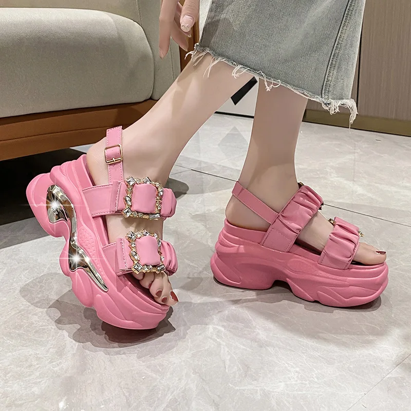 New styles female casual shoes wholesale platform sandals with a 7 cm heel for women and ladies