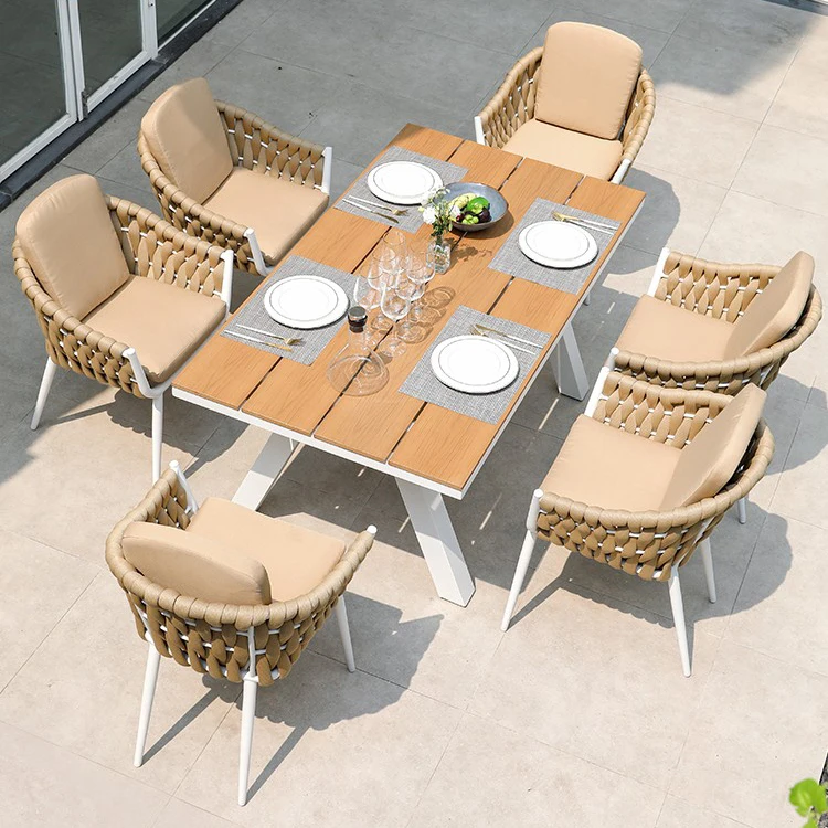 Factory Price Outdoor Aluminum Seating  Furniture Patio Dining Table and Chair Set