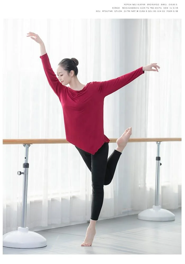 Side Slits Yoga Clothes Loose High Elastic Modal Long Sleeve Irregular Modern Dance Tops For Women