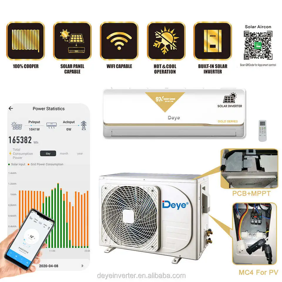 Гибридный климатический солнечный кондиционер Deye Dc 12000btu-24000btu