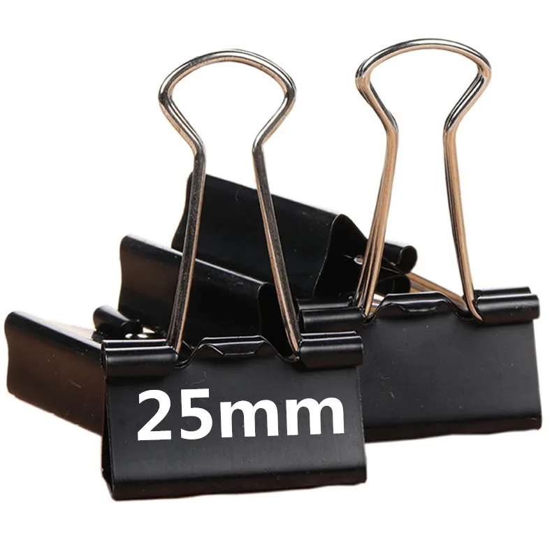 Black Long Tail Office Clips 25mm Metal butterfly Binder for