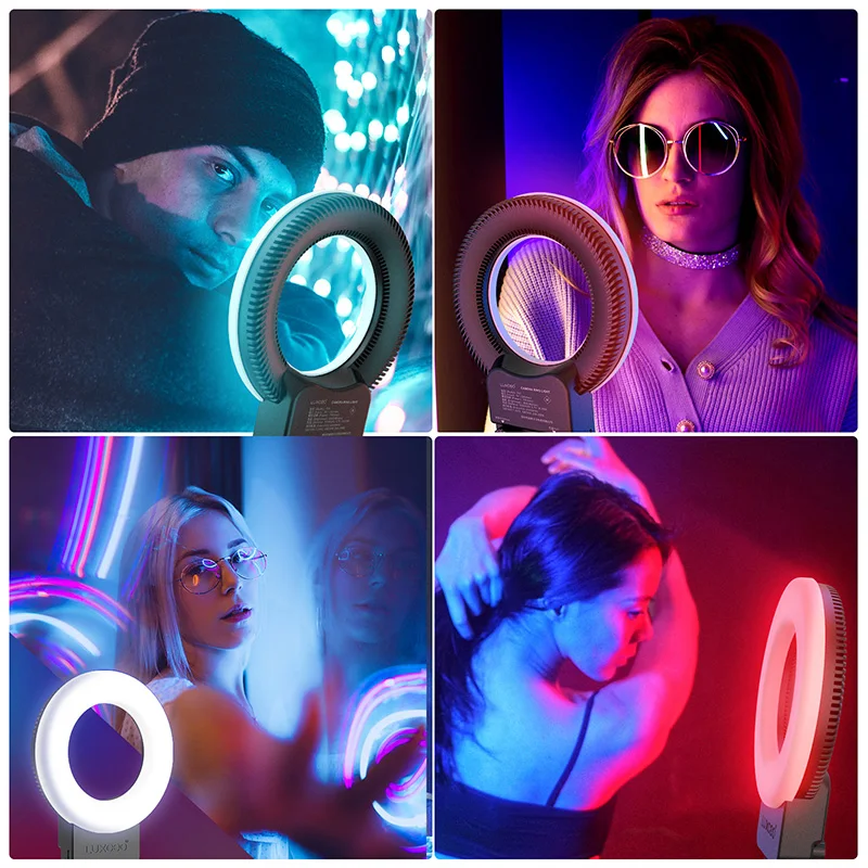 LUXCEO P01 RGB 5.5 inch Portable Black Photography Rechargeable DSLR LED Video Ring Light