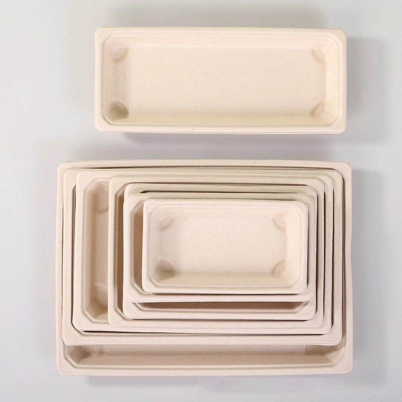 Rectangle plastic sushi plate sugarcane bagasse Takeaway bagasse