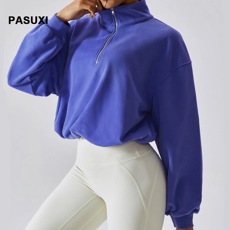 PASUXI новая одежда для активного отдыха, женский укороченный топ, Толстовка для фитнеса, тренировок, спортивная куртка с молнией, одежда для фитнеса и йоги, свитшоты