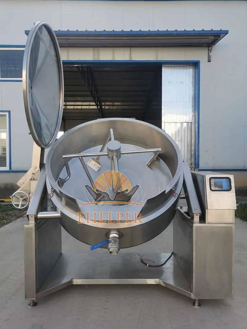 Tilting Jacketed Kettle with Mixer for Industrial Jam and Sauce Cooking-ELEC or Gas-100-600L
