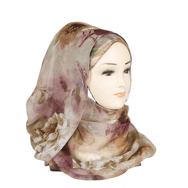 Best Selling Iran Hijab Muslim Flower Printing Polyester Hijab For Malaysia Women