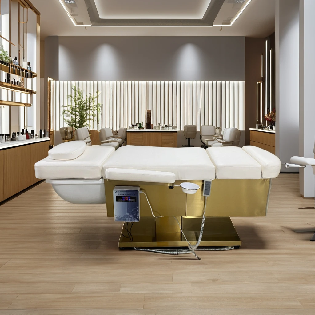 Thai luxury king size head foot facial eyelash spa beauty salon bed hair washing electric massage table bed