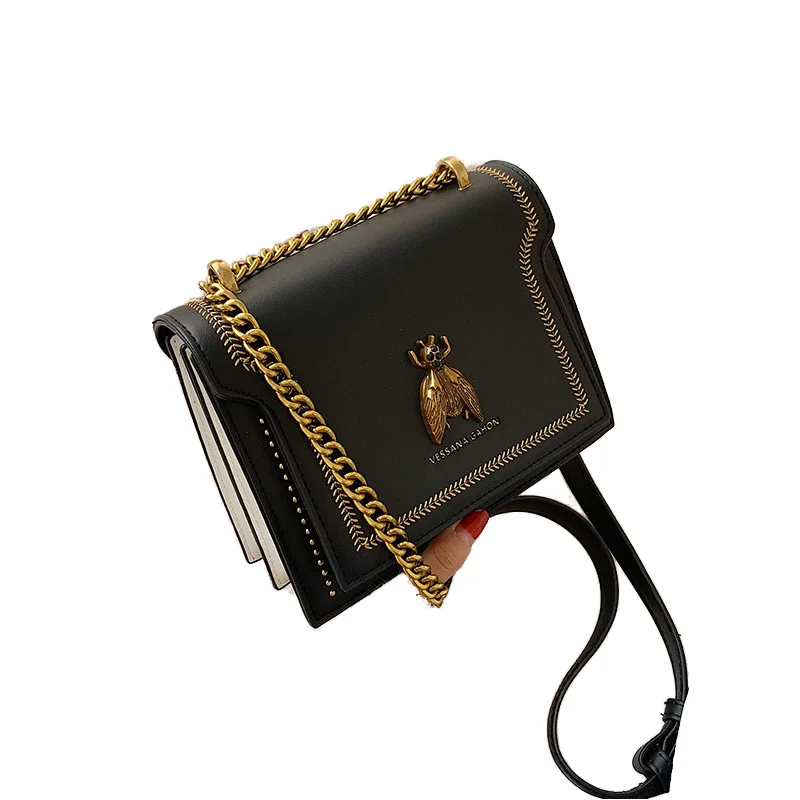 Custom Logo Small Rivets Handbags 2024 Girls Luxury Bee Purses Females Korean Style Hand Bags For Woman