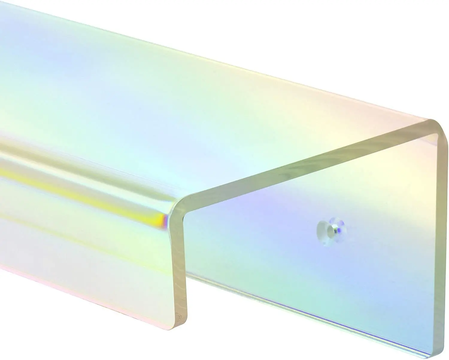 15' Clear Holographic Acrylic Floating Ledge Shelf 2-Piece Pack PS Plastic Wall Mounted with Sticker Logo Plastic Carton Packed