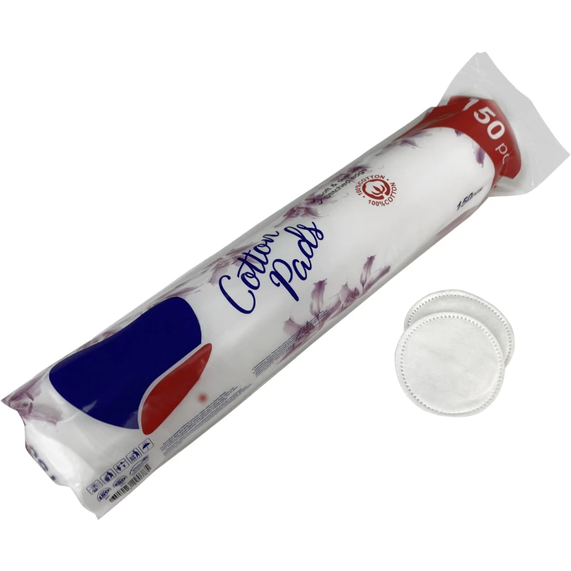 Hypoallergenic 100% Natural Cotton OEM Facial Pure Makeup Cotton Pad Embossing Cosmetic Cotton Round Pads