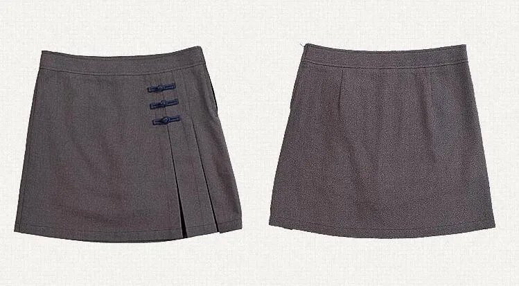 custom fashion pure color Chinese style school girl short skirts uniforms