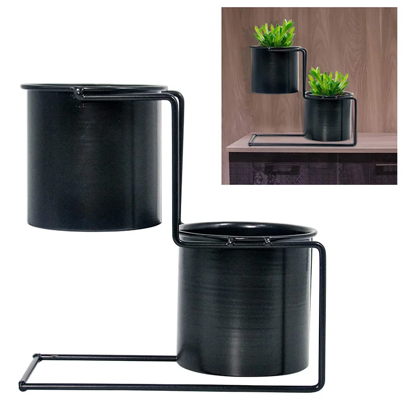 Металлические круглые современные цветочные вазы 2 в 1, настольные горшки для растений с проволочной подставкой