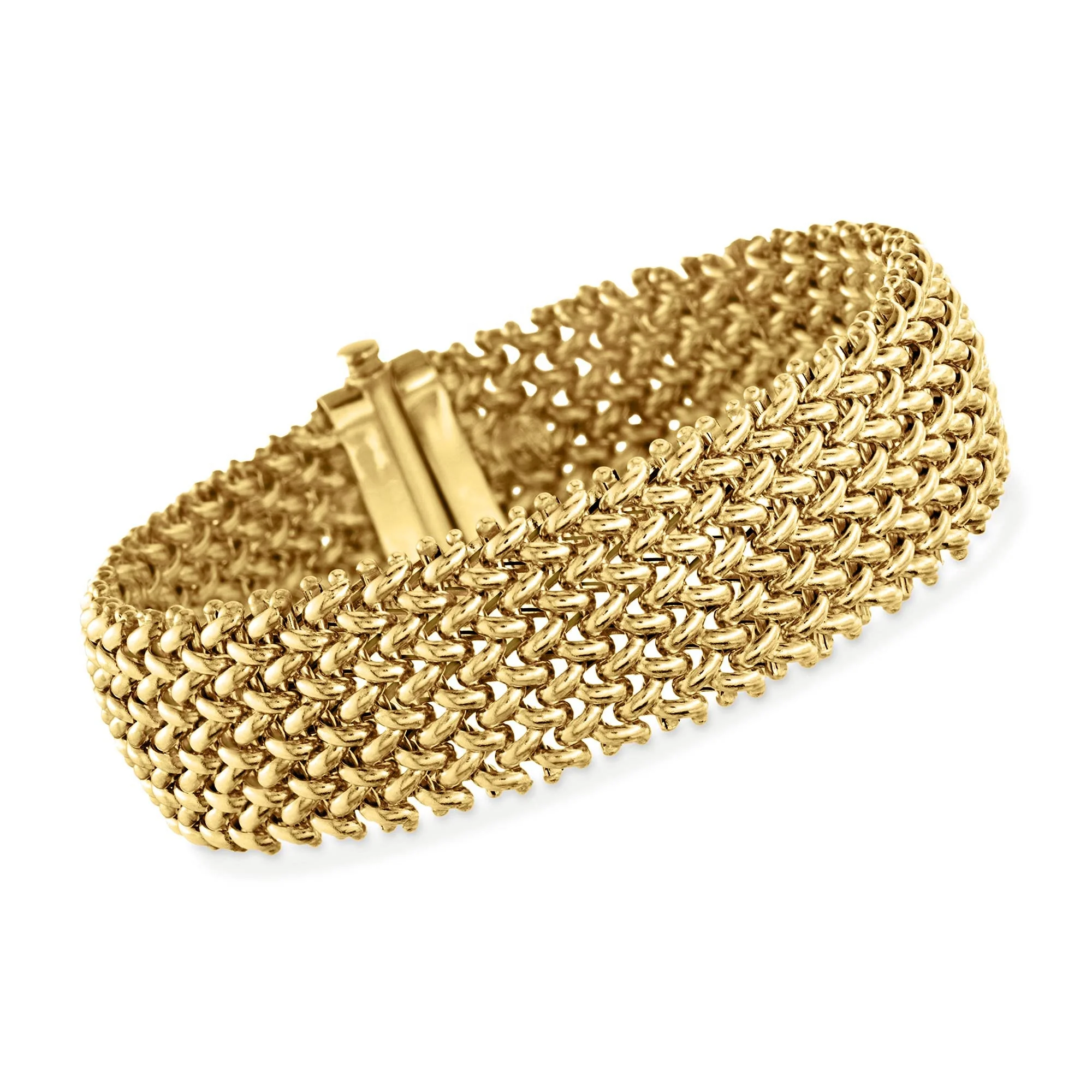 Firstmadam Italian 18kt Yellow Gold Riso Bracelet Gorgeous 18mm Mesh bracelet
