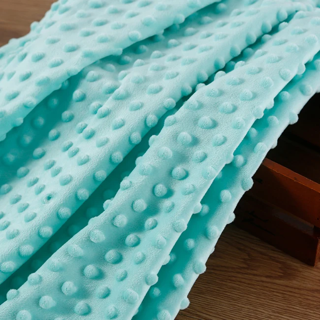 Ready To Ship 100% Polyester Super Soft Minky Dot Crystal Velvet Fabric For Baby Blanket