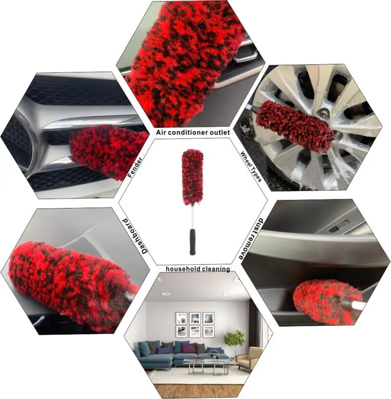 BrushDepot Metal Free Synthetic Wool Wheel Brush,Car Duster Brush Tire Brush for complete safe cleaning