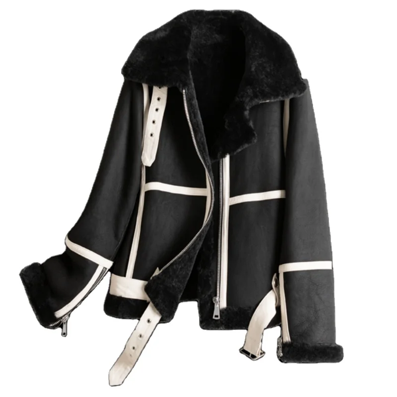 Winter Trend Fashion ladies Genuine Fox Fur Coat With Real women leather jacket with fur hat leather coat with flare