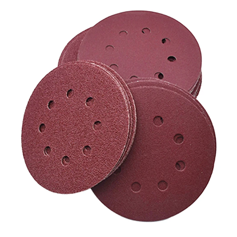 Hot Sales 150mm Aluminium Oxide Hook and Loop Round Sanding Disc Velcro Disc Sandpaper Disc for Wood Multi Holes