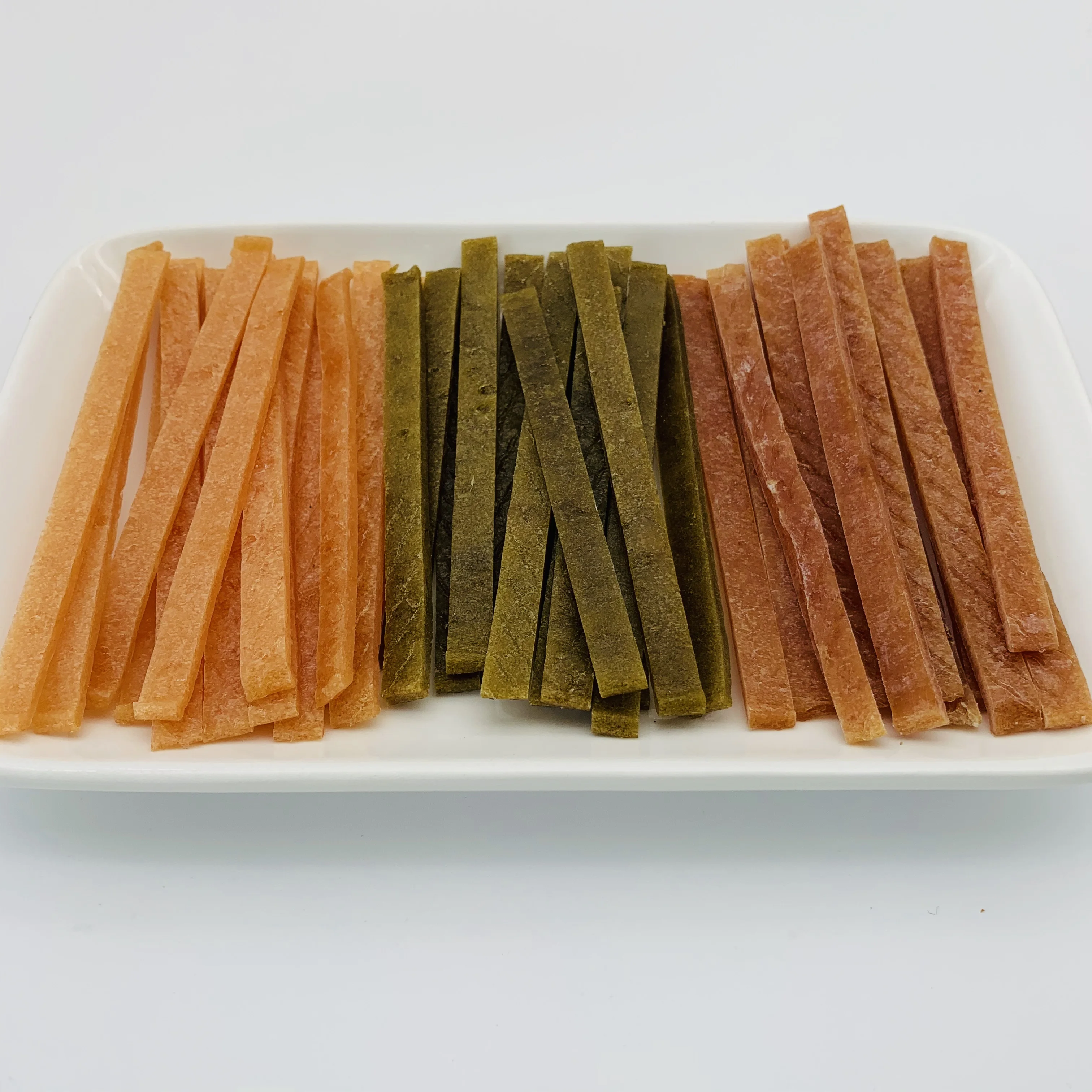 
Bulk cat treats chicken and tuna strips fish flavor cat snacks pet food supplement 