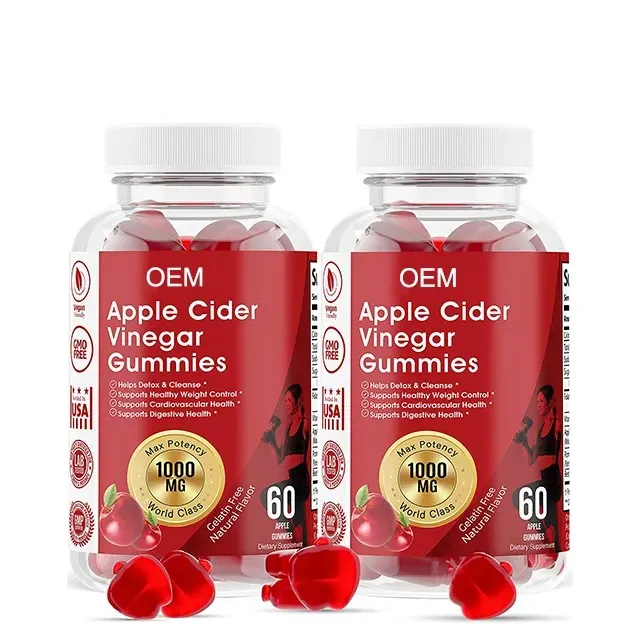 Hot Sale OEM Vegetarian Gummies Natural Pectin Apple Cider Vinegar Gummy Candy for Weight Detox and Immune & Anti-Fatiguei