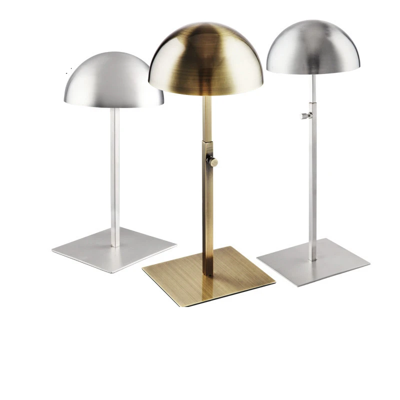 hot sale luxury metal stainless steel hat rack adjustable custom silver in stock counter top hat display holder for boutique