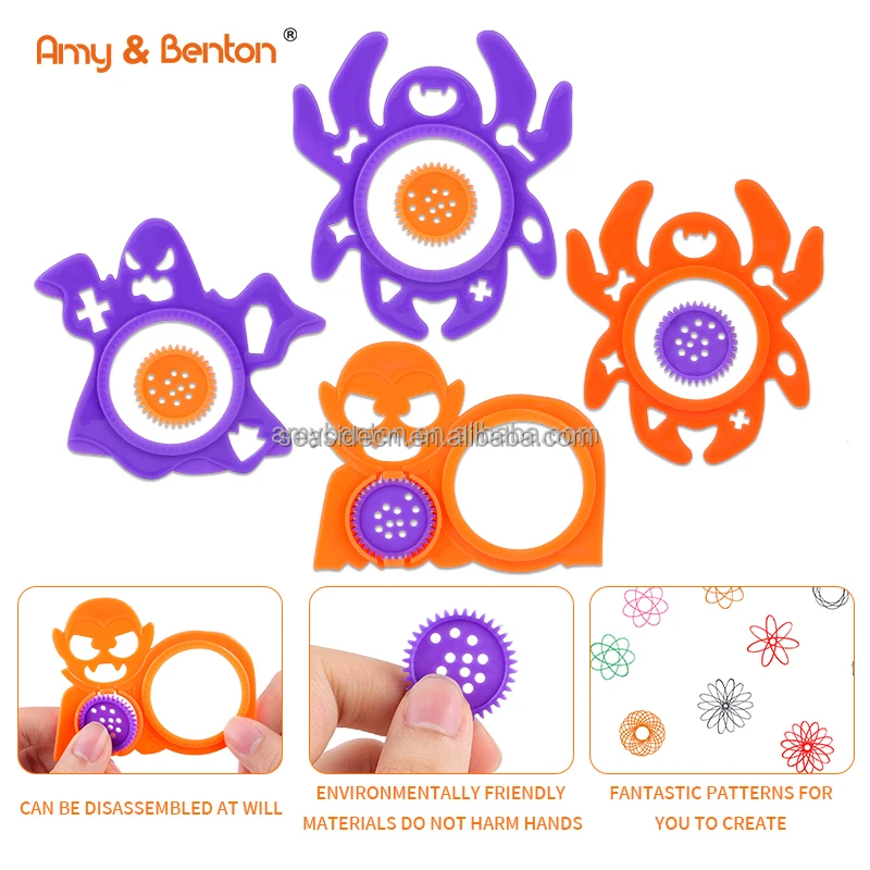2024 Spiral Art Drawing Kit Dinosaur Spiral Shape Spirograph Plastic Stencil Assortment Ruler Drawing Template for kids