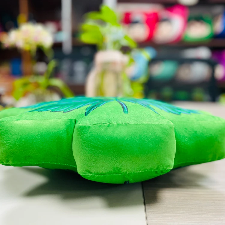 Wholesale Green Leaves Shaped Plush Pillow Cushions Factory Custom Plush Stuffed Green Leaf Pillow