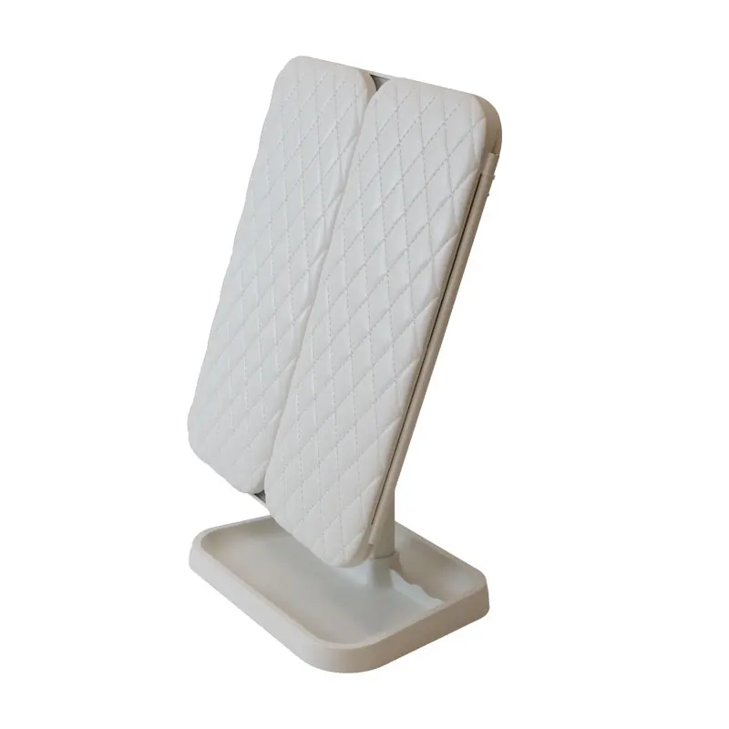 
 2 Ways 3 Fold Cosmetic Mirror With 3 Color Mode Light 90 Degree Rotation Mirror Rechargeable Lithium Battery Mirror  