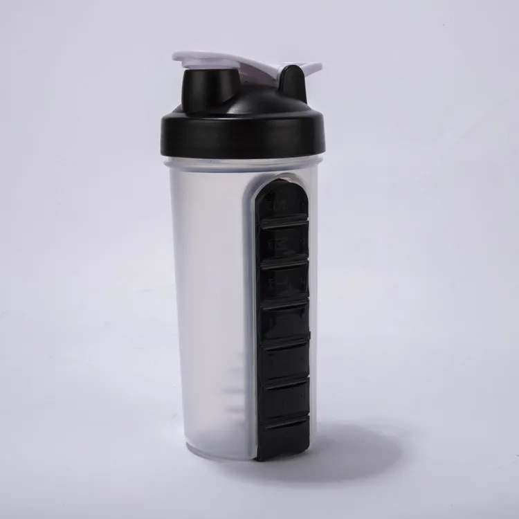 CHUFENG Plastic Gym Bottle Custom LOGO with Pill Case Sports Combine Daily Organizer Blend Bottle Protein Shaker