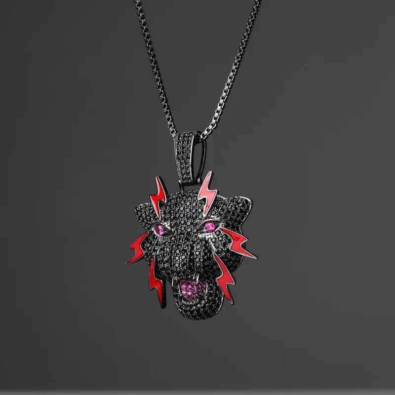 New Design HipHop Cartoon Black Panther Iced Out Pendant