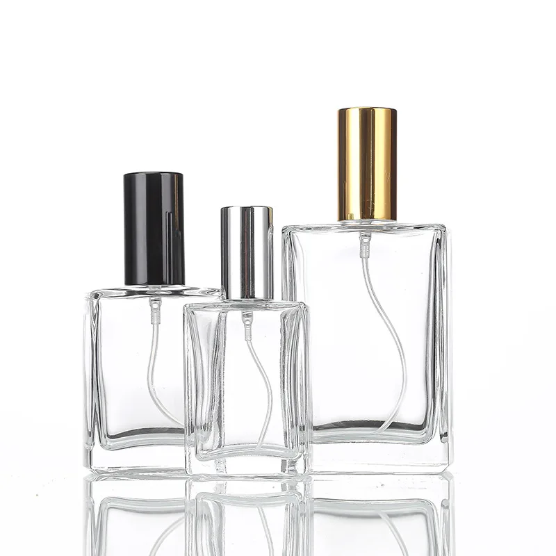 Flat square perfume bottle Square bottle Empty split spray screw glass bottle