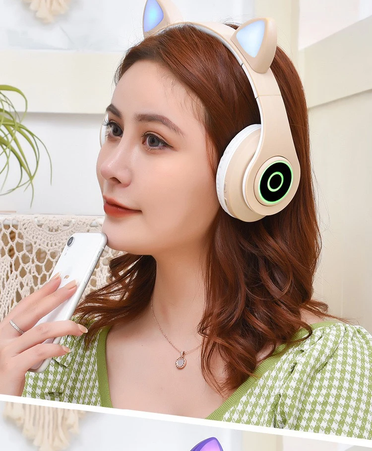 Amazon New Sale Ear Fans For Kids B39 With Mic  Cat Ears Headphones Wireless