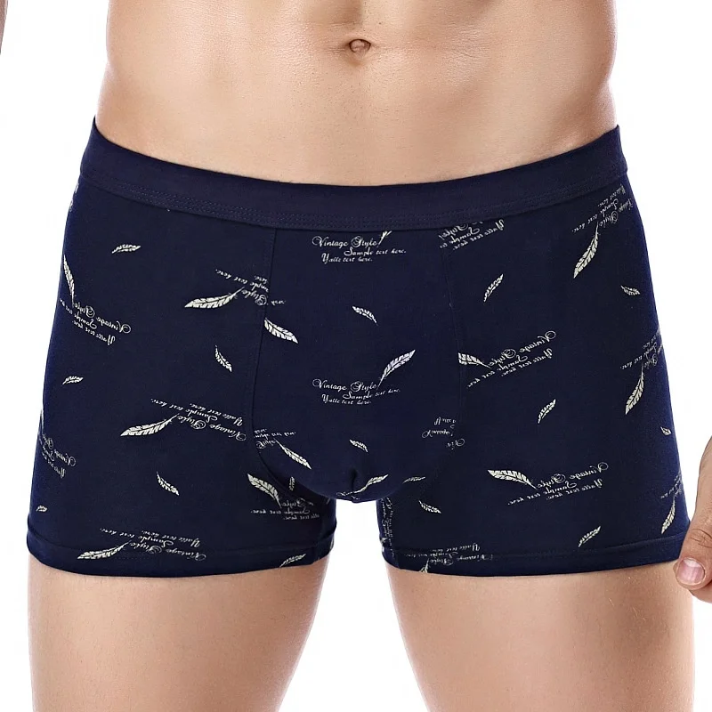Wholesale 3D Leaves printed Boxer Shorts male panties Breathable Comfortable Cotton Underwear For Men Cheap Boxer Shorts