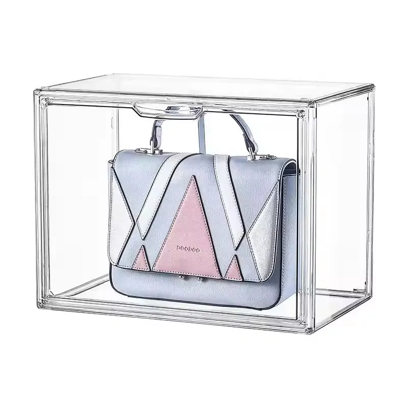 Custom logo Full magnetic stackable transparent sneaker storage Transparent Storage stackable bag case Hand box