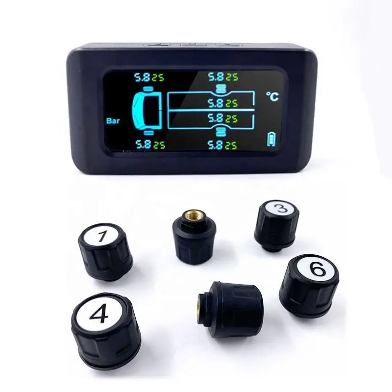 6 Sensors Truck TPMS Tire Pressure Monitoring System Digital Tyre Diagnostic On-board Kit Solar Trailer Bus Van Auto Accessories