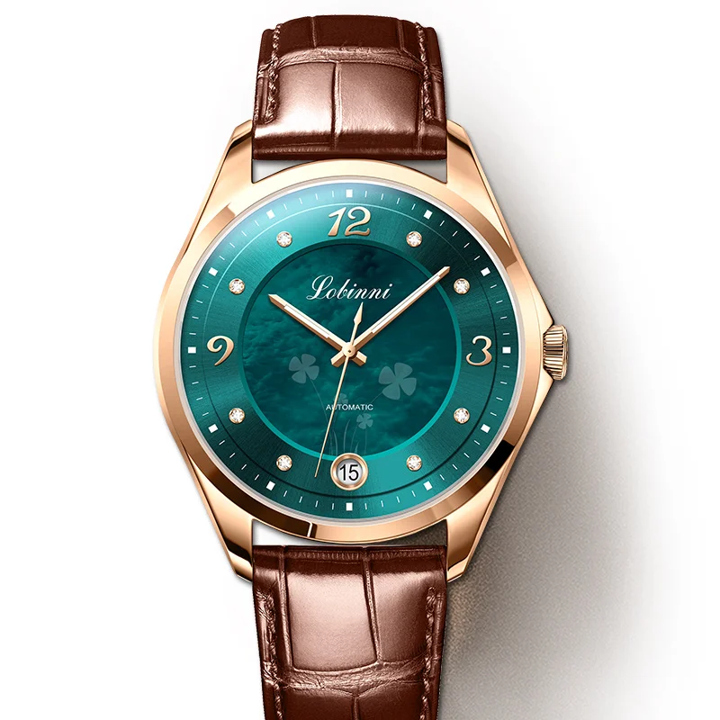 Unique Green Dial  2021 New Arrivals Fashion Ladies Watch Lucky Clover Automatic Hand Watches For Woman