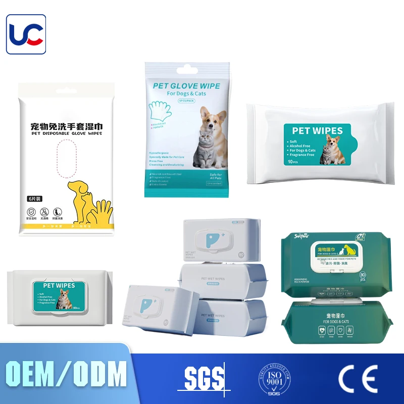 Pet Wipes Customizable Organic Biodegradable Moist Pet Cleaning Dander Finger Teeth Tooth Eye Ear Dog Cat 1-120 Pcs Non-woven