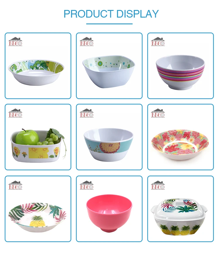 Large round melamine fruit plastic salad bowl with lids