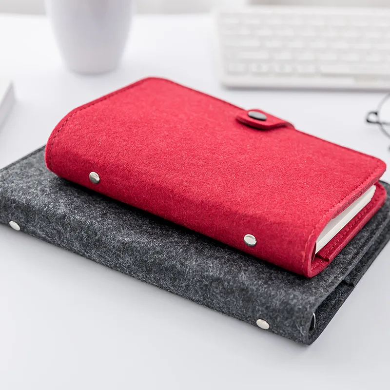 High quality 6 Ring A5 Binder Diary Felt Notebook Cover